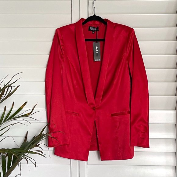 NWT Dolls Kill - Poster Grl Red Satin Blazer Size Large - Picture 7 of 12
